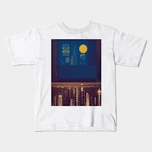 Collage Cityscape Skyline at Night Kids T-Shirt